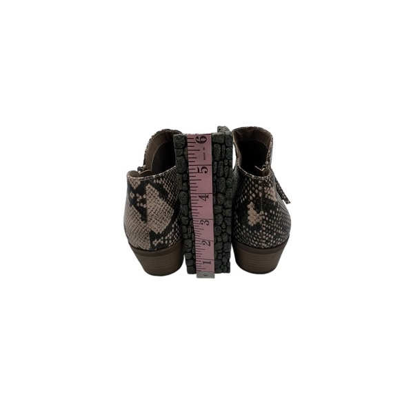 Time And Tru Brown Cream Snakeskin Print Ankle Booties Size 8 1/2 Women's - Picture 7 of 9